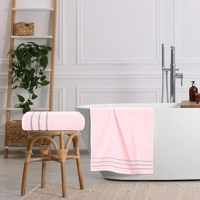 MyOwn Cotton 2 Pack Oversized Bath Towel Set 28x55 inches, Large Bath Towels, Ultra Absorbant Compact Quickdry & Lightweight Towel, Ideal for Gym Travel Camp Pool - Pink