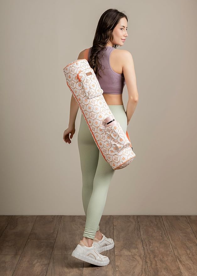 Maison d' Hermine Yoga Mat bag, Cylindrical bag for Woman&Men, yoga mat Bag &Adjustable shoulder straps Yoga Mat Carrier Bag with Drawstring Water Bottle Pocket and zipper pocket