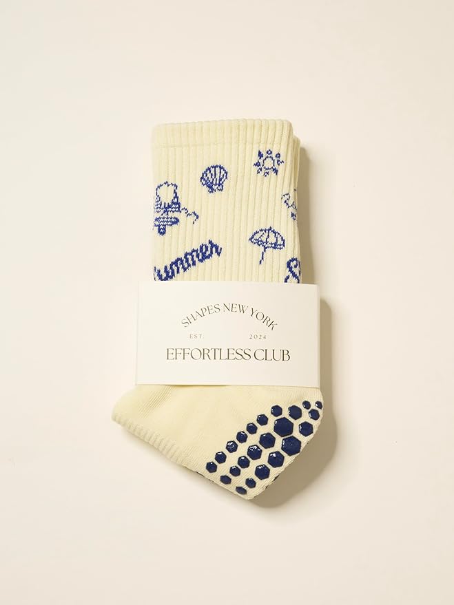 Shapes Studio Crew Half Calf Grip Socks, Cutest Fruits Pilates Socks, Ruffle socks, Non-Slip, Barre Yoga Fitness