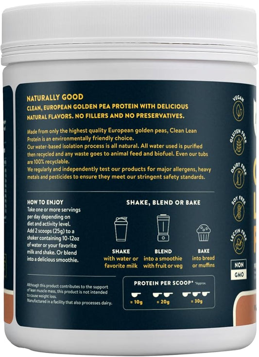 Nuzest - Pea Protein Powder - Clean Lean Protein, Premium Vegan Plant Based Protein Powder, Dairy Free, Gluten Free, GMO Free, Protein Shake, Rich Chocolate, 20 Servings, 1.1 lb