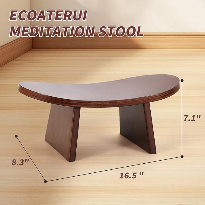 Meditation Bench - Wooden Ergonomic Kneeling Stool for Yoga, Prayer, Travel, Mindfulness, Zen Practice