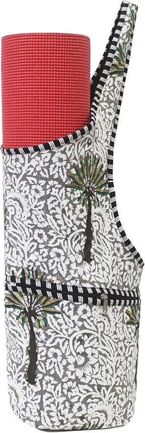 INDIAN CRAFT CASTLE Yoga Mat Bag | Tote Mat Bag | Sling Yoga Tote w/Large Side Pocket & Zipper Pocket | Yoga Mat Carrier Fits Most Size Mats