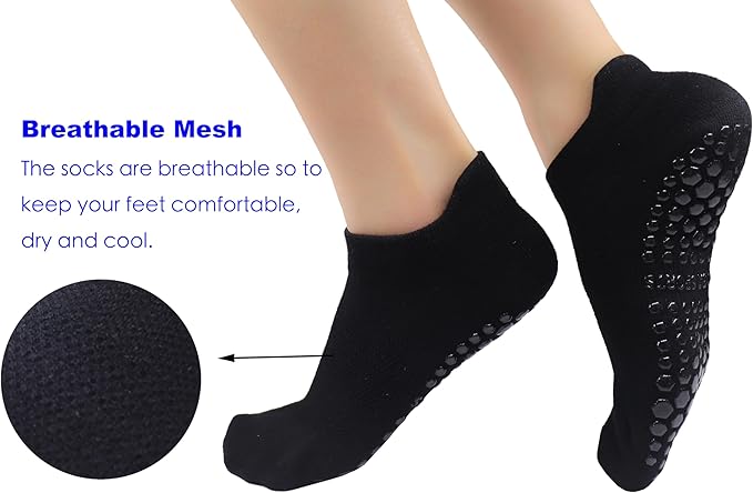 Tamlien Yoga & Pilates Grip Socks - Non-Slip, Barefoot, Pregnant-Friendly Crew Socks for Yoga, Barre & Sports