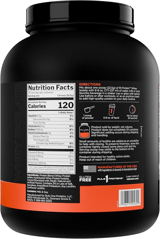 Rule 1 R1 Protein Whey Isolate - with 25g Protein & 6g BCAA Exclusively from Isolated & Hydrolyzed Sources for Workout Recovery (5 Pounds*, Chocolate Peanut Butter)