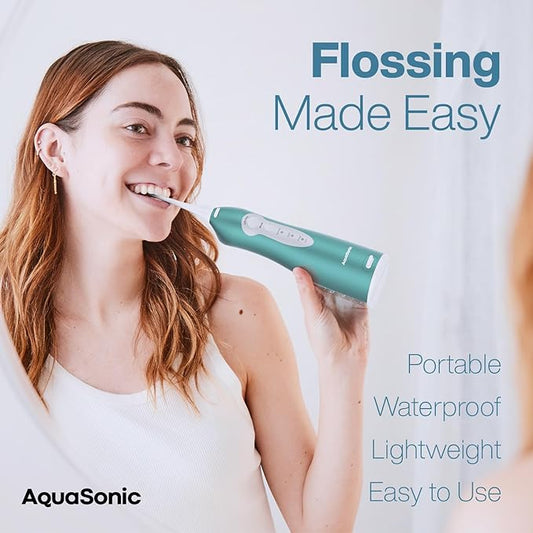 AquaSonic Water Flosser - Cordless Rechargeable Water Flossers for Teeth Cleaning - Waterproof Aqua Flosser, Portable Oral Irrigator for Dental Cleaning with 5 Jet Tips – Braces Home Travel