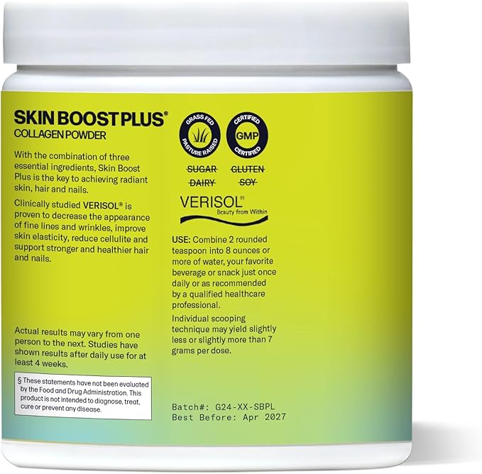 Sparkle Wellness VERISOL Bioactive Hydrolyzed Collagen Peptides | Collagen Powder Supplement with Vitamin C & Hyaluronic Acid for Hair, Skin, and Nail Health | Skin Boost Plus (Orange) [30-Serves]
