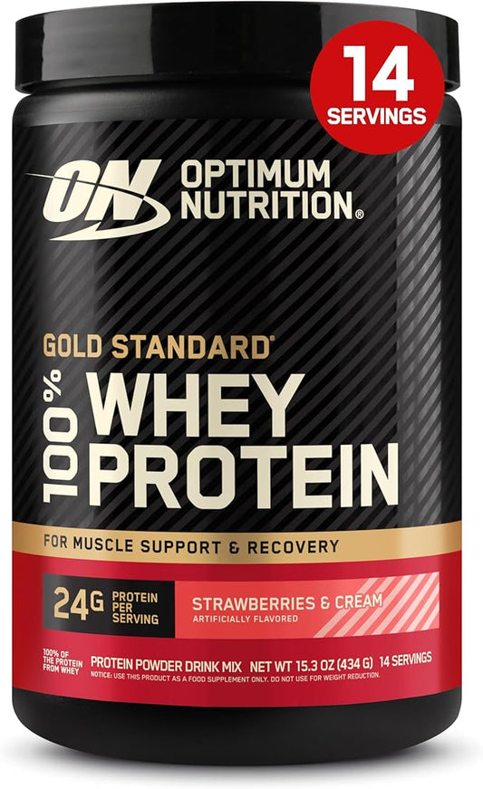 Optimum Nutrition Gold Standard 100% Whey Protein Powder, Strawberries and Cream, 1 Pound (Pack of 1)