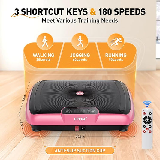 Vibration Plate Exercise Machine - 180 Speeds & 300 lb Capacity, Full Body Workout Vibration Platform with Remote Control for Lymphatic Drainage, Weight Loss & Toning