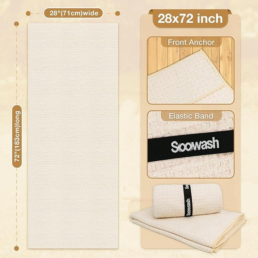 2 Pack Hot Yoga Towel, Yoga Mat Towels Non Slip for Hot Yoga with Strap, Microfiber Yoga Accessories, Soft Absorbent Quick Dry, Pilates Exercise Fitness 28" X 72" Beige
