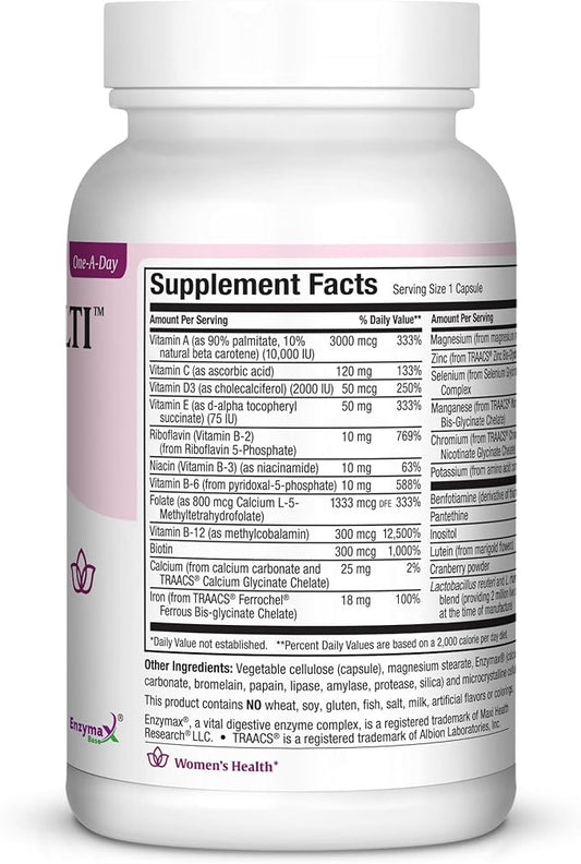 Womens Multivitamin – Essential Multivitamin for Women with 23 Key Vitamins C, D, B6, B12, Calcium, Probiotics, Biotin & More – Energy, Skin, Nails & Gut Health Support – Kosher (60 Capsules)