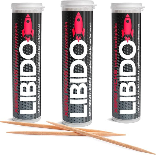Xero Picks Wellness - Infused Flavored Toothpicks for Long Lasting Fresh Breath & Dry Mouth Prevention (Men Strawberry, 3 Pack)