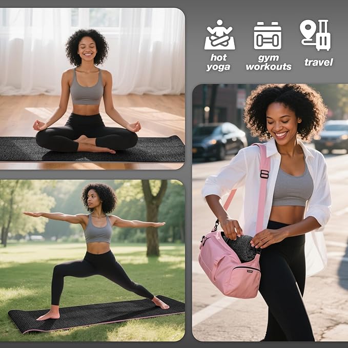 2 Pack Hot Yoga Towel, Yoga Mat Towels Non Slip for Hot Yoga with Strap, Microfiber Yoga Accessories, Soft Absorbent Quick Dry, Pilates Exercise Fitness 28" X 72"Black