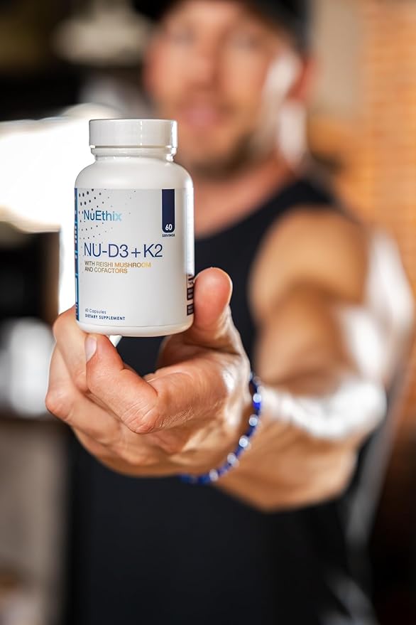 NuEthix Formulations NU-D3 + K2 - Vitamin D3 and K2 5000 iu Supplements - Packed with Reishi Mushroom, Magnesium, & Zinc - 60ct, 60 Servings - Made in USA Products Only