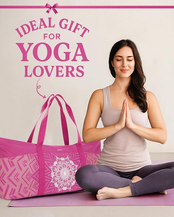 Gonex Yoga Mat Bag, Extra Large Canvas Gym Bag with Waterproof Pocket Metal Zipper, Fits Mat & Blocks, Stylish Yoga Mat Carrier for Women, Ideal for Yoga, Pilates, Workout, Travel