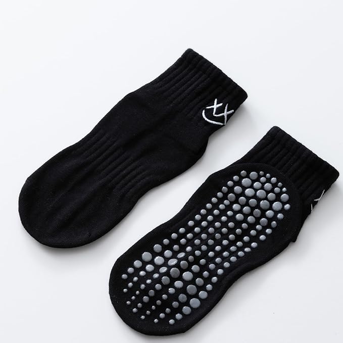 Yoga Pilates Socks with Grips for Women Non Slip Colorful Cushioned Ankle Socks for Barre Ballet Dance