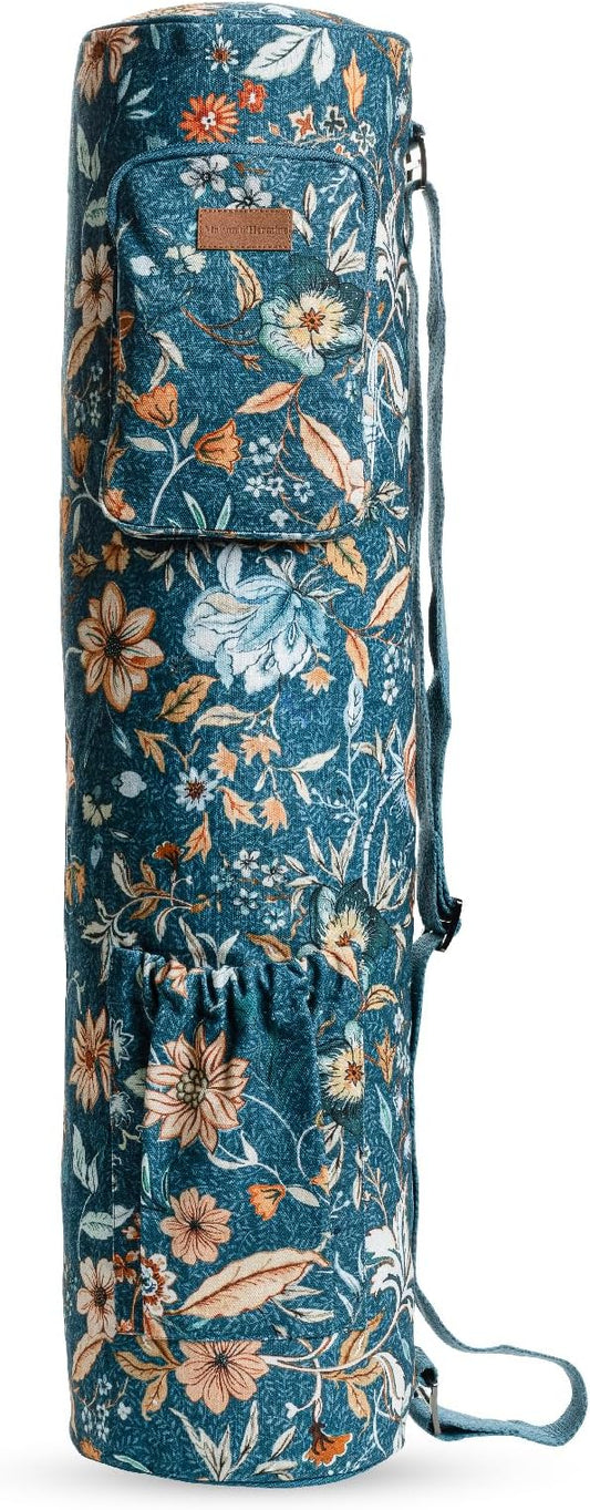 Maison d' Hermine Yoga Mat bag, Cylindrical bag for Woman&Men, yoga mat Bag &Adjustable shoulder straps Yoga Mat Carrier Bag with Drawstring Water Bottle Pocket and zipper pocket