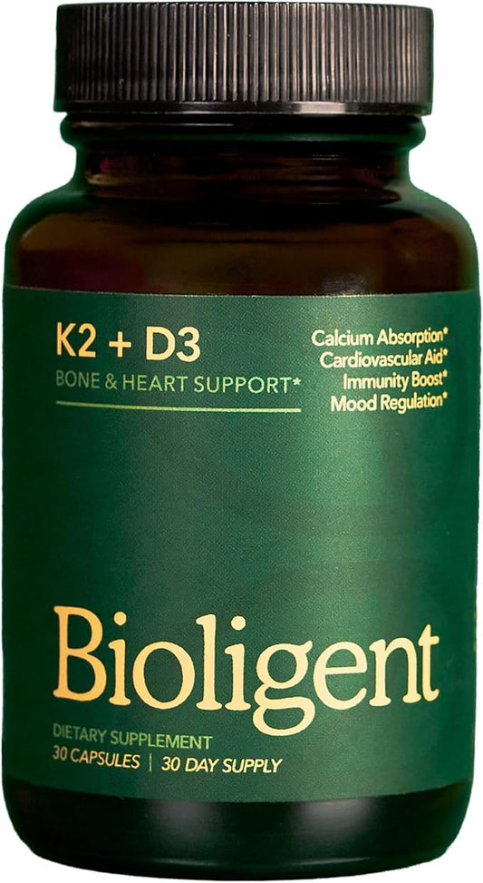 Vitamin D3 K2 Supplement 5000 IU, K2 D3 Vitamin Capsules, Vegan, Non-GMO, Gluten Free, 30 Capsules, 30 Day Supply