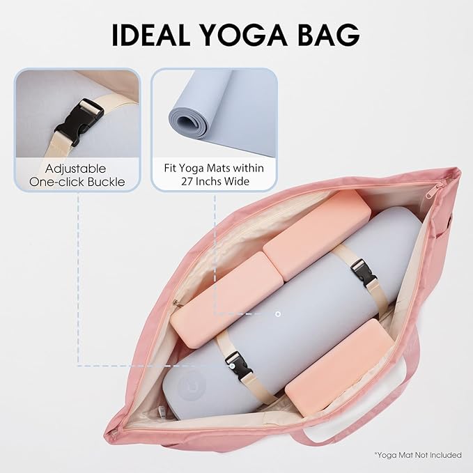 Large Yoga Mat Bag with Shoes Compartment and Wet Pocket Ladies Pilates Gym Tote Bag with Yoga Mat Holder Strap for Women Men Workout Carrier Stuff Accessories