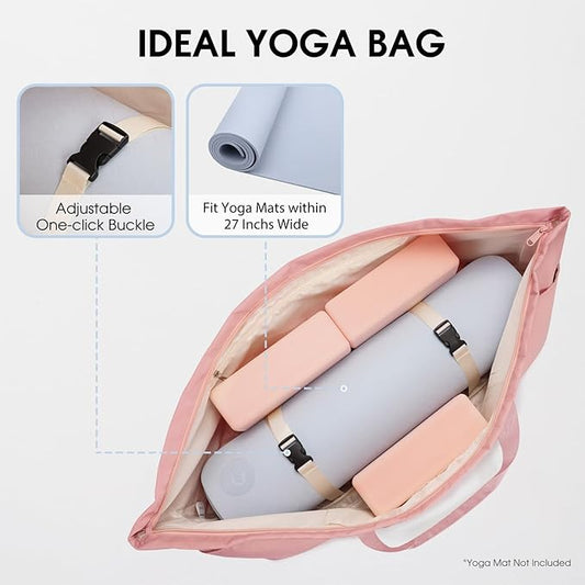 Large Yoga Mat Bag with Shoes Compartment and Wet Pocket Ladies Pilates Gym Tote Bag with Yoga Mat Holder Strap for Women Men Workout Carrier Stuff Accessories