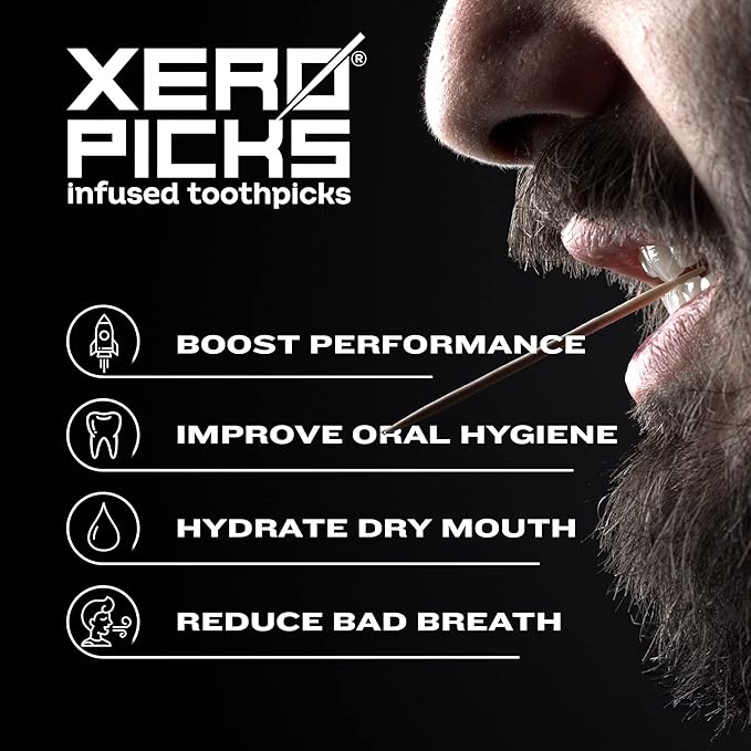 Xero Picks Wellness - Infused Flavored Toothpicks for Long Lasting Fresh Breath & Dry Mouth Prevention (Men Strawberry, 3 Pack)