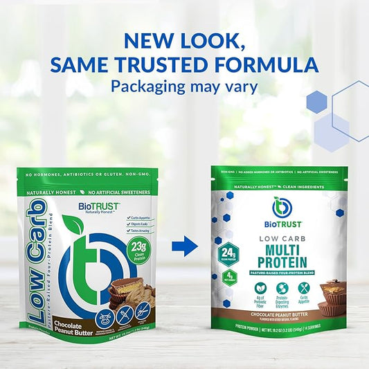 BioTrust Low Carb Protein Powder – Delicious Whey & Casein Blend from Grass-Fed Hormone Free Cows – Non GMO, Gluten Free (Chocolate Peanut Butter)