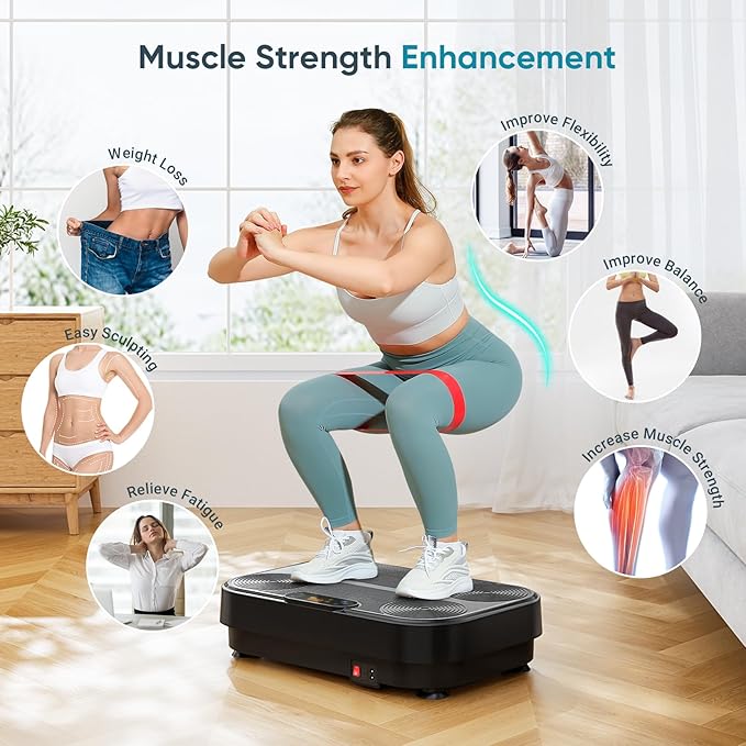 Dripex Vibration Plate Exercise Machine, Power Vibrating Plate for Lymphatic Drainage Weight Loss, Whole Body Workout Vibration Plates Fitness Platform, Fat Burner Shake Plate Equipment for Women Men