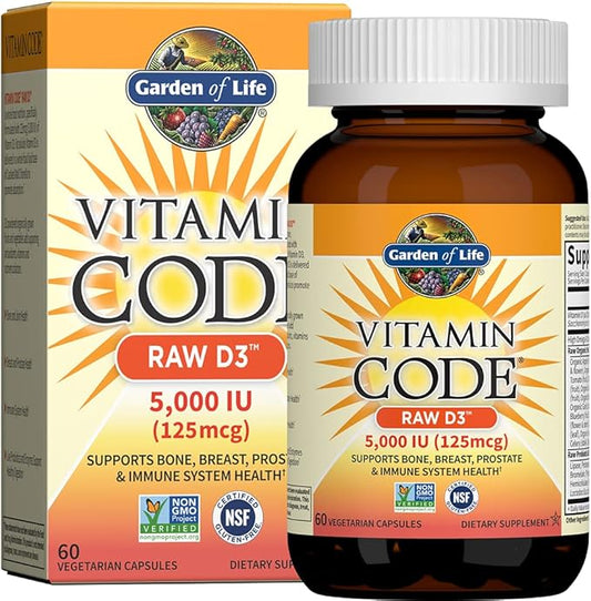 Garden of Life Vitamin D, Vitamin Code Raw B12, Zinc & Vitamin C - Whole Food Supplements for Immune Support