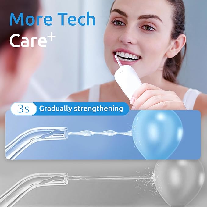 Water Flosser [Dental Cordless Portable] 6 Modes & IPX7 Waterproof Rechargeable Oral Irrigator Water Teeth Cleaner Floss Pick, Home Use WaterFlossers for Braces Bridges/Gum Care (White)
