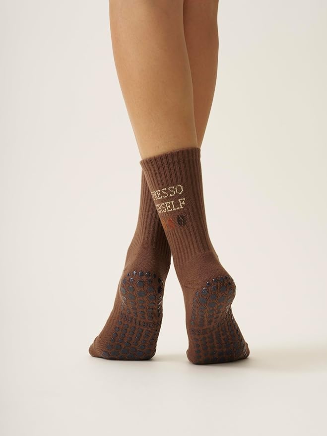Shapes Studio Crew Half Calf Grip Socks, Cutest Fruits Pilates Socks, Ruffle socks, Non-Slip, Barre Yoga Fitness