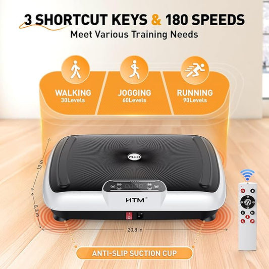 Vibration Plate Exercise Machine - 180 Speeds & 300 lb Capacity, Full Body Workout Vibration Platform with Remote Control for Lymphatic Drainage, Weight Loss & Toning
