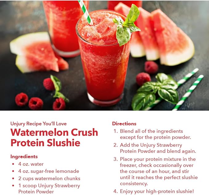 Unjury Whey Protein Powder | Strawberry | 21g 100% Whey Isolate Protein Powder | Low Carb and Lactose Free | Gluten Free | Certified Kosher | 15 Servings