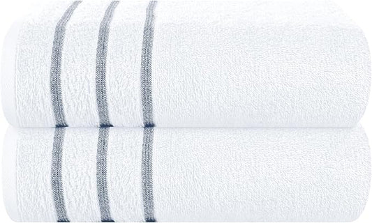 MyOwn Cotton 2 Pack Oversized Bath Towel Set 28x55 inches, Large Bath Towels, Ultra Absorbant Compact Quickdry & Lightweight Towel, Ideal for Gym Travel Camp Pool - White, 71615