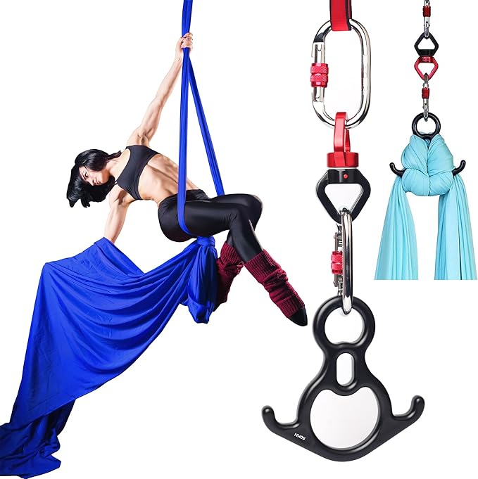 Aerial Silk Set, Premium 9Yards/8.2m Medium Stretch Fabric Silks, Perfect for AntiGravity Hammock Yoga Training & Dance Circus Performances Includes Hardwares & Daisy Chains