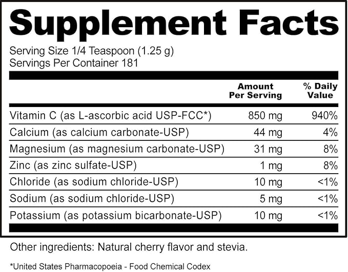 NutriBiotic - Cherry Electro-C Vitamin C & Electrolyte Powder, 8 Oz | 850 Mg Vitamin C Per Serving | Effervescent Electrolyte Recharge | Buffered & Highly Soluble | Non-GMO & Gluten Free