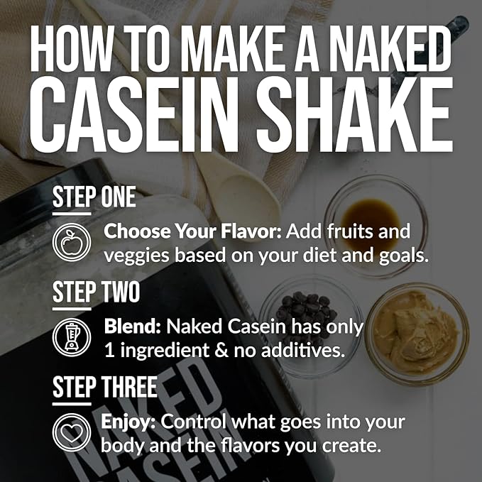 NAKED Casein - 1Lb Micellar Casein Protein - Bulk, Zero Carb, GMO-Free, Gluten Free, Soy Free, Preservative Free - Stimulate Muscle Growth - Enhance Recovery - 15 Servings