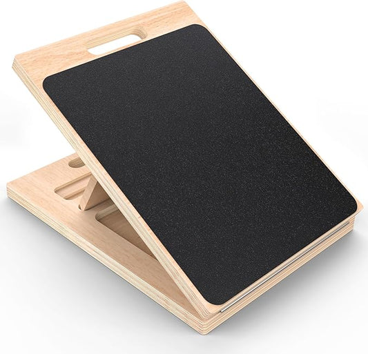 Adjustable Wooden Slant Board for Calf Stretching ,Portable Calf Stretcher Incline Board for Knees Ankle Heel Feet Leg,300lbs Weight Capacity