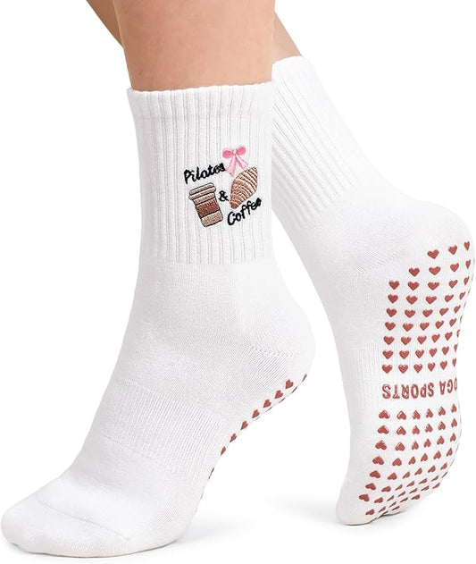 YeuG 4/6 Pairs Pilates Socks for Women - Non Slip Grip Socks for Yoga, Barre, Hospital, Barefoot