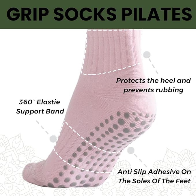 3/6 Pairs Cute Pilates Socks with Grips,Yoga Socks Barre Sock Non Slip Embroidery for Barre Ballet Workout