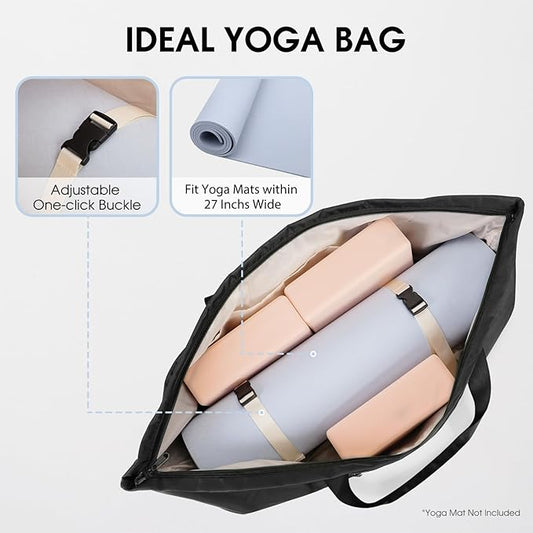 Large Yoga Mat Bag with Shoes Compartment and Wet Pocket Ladies Pilates Gym Tote Bag with Yoga Mat Holder Strap for Women Men Workout Carrier Stuff Accessories