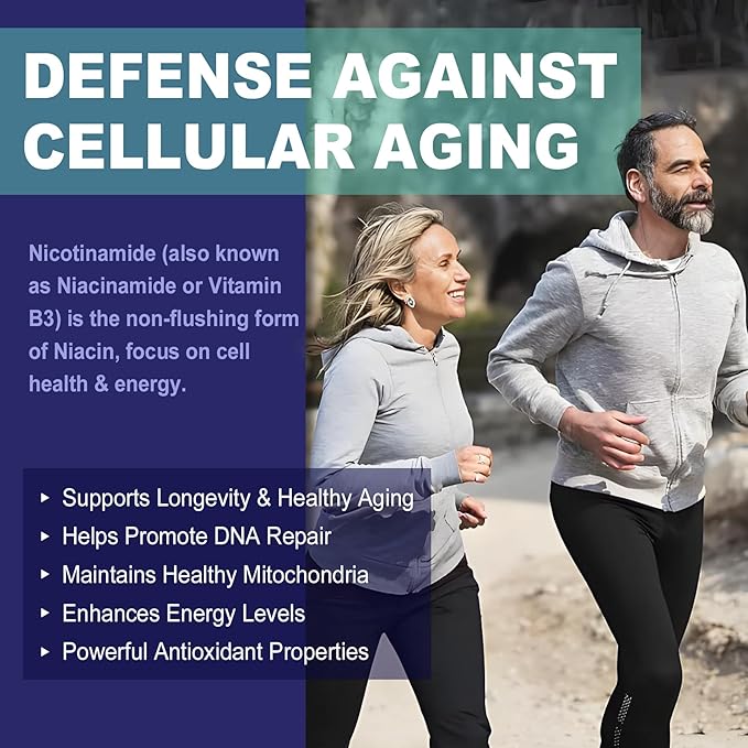 Nicotinamide 500mg Gummies, Niacinamide Supplement with Collagen Peptides, (Flush Free Niacin) Vitamin B3 Niacinamide for Anti-Aging, NAD+ Levels, Longevity, Focus & Brain, Sugar Free, 60Cts
