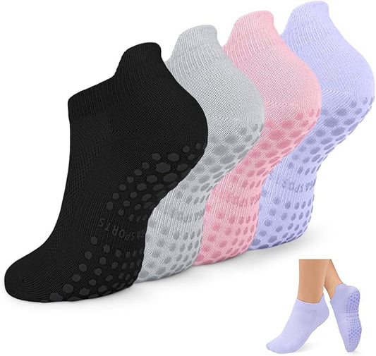 Non Slip Pilates Socks with Grips for Women, Yoga Socks For Pure Barre,Hospital, Athletic Socks