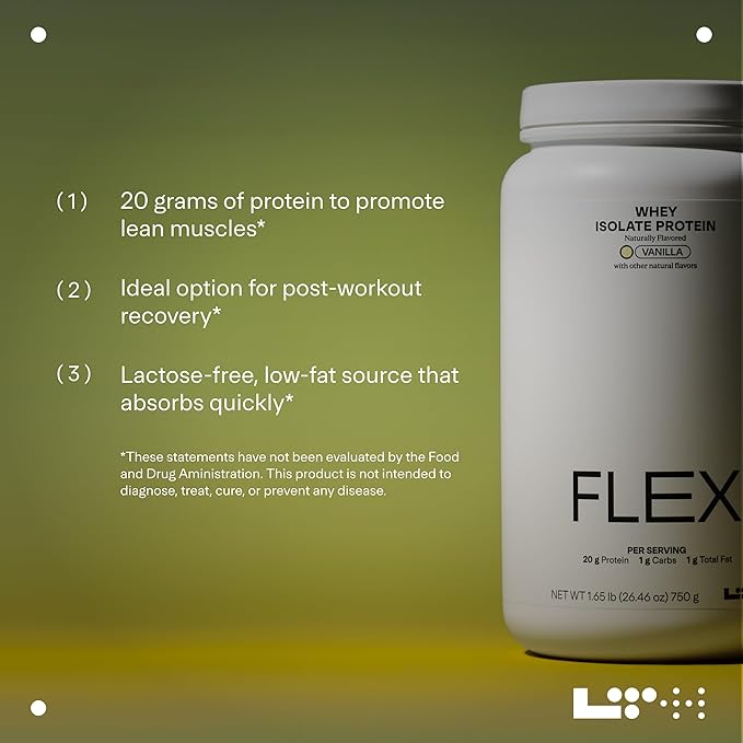 LTH Flex Whey Protein Isolate - Trusted by Life Time Members - Lactose-Free Protein Powder - NSF Certified for Sport - Low Fat, No Added Sugar & Low Carb - Vanilla (30 Servings)