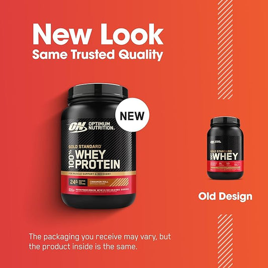 Optimum Nutrition New Flavor Gold Standard 100% Whey Protein Powder, Cinnamon Roll, 2 Pound (Pack of 1) (Packaging May Vary)