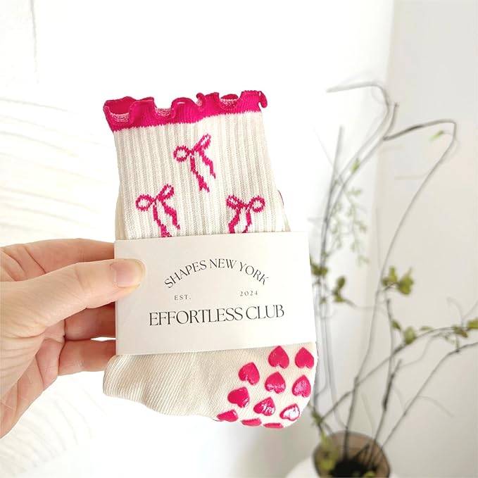 Shapes Studio Crew Half Calf Grip Socks, Cutest Fruits Pilates Socks, Ruffle socks, Non-Slip, Barre Yoga Fitness
