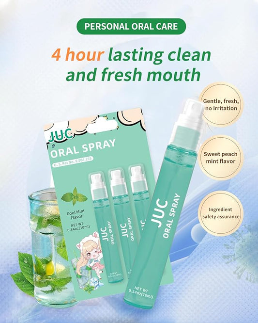 3 Count Mint Breath Spray Mouth Spray Breath Freshener Oral Care for All Ages 0.33OZ (10ML) Cool Mint Flavor