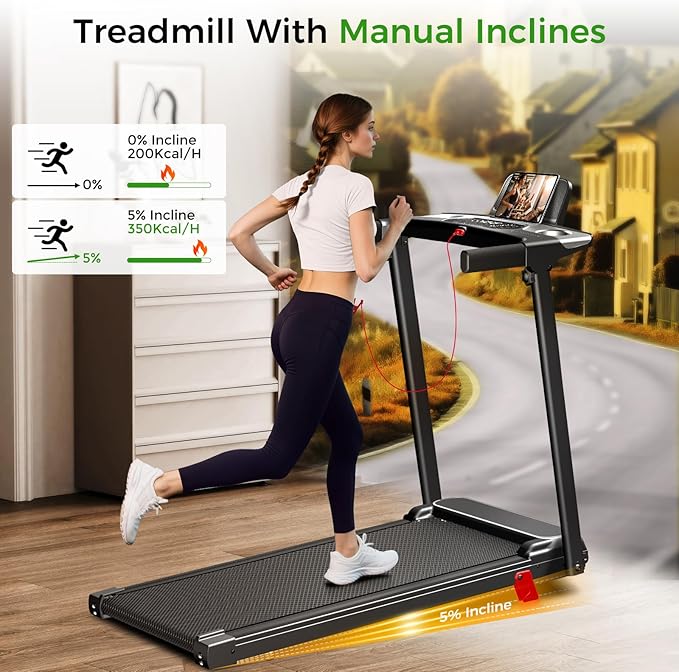Portable Treadmill with Incline, 3.0HP Walking Pad with Handle Bar, 3-in-1 Foldable Electric Treadmill for Home Office Small Space with Quiet Brushless, 300 LBS Capacity