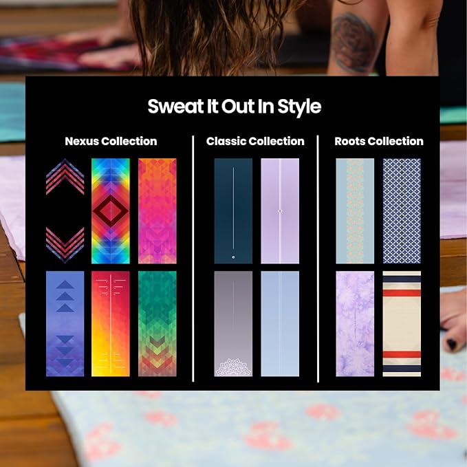 Yoga Grip Yoga Towel - Non Slip Hot Yoga Mat Towel With Corner Pockets, No-Skid Grip, and Built-in Alignment Lines | Soft, Moisture Wicking, and Sweat Absorbent | No Bunching, Stays in Place 72" x 25"