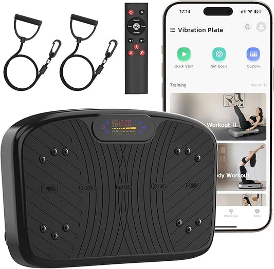 Vibration Plate Exercise Machine, Vibrating Plate Platform for Lymphatic Drainage with 200 Adjustable Speeds, Power Vibration Plate for Weight Loss & Fitness, Supports Max Weight 450 Lbs