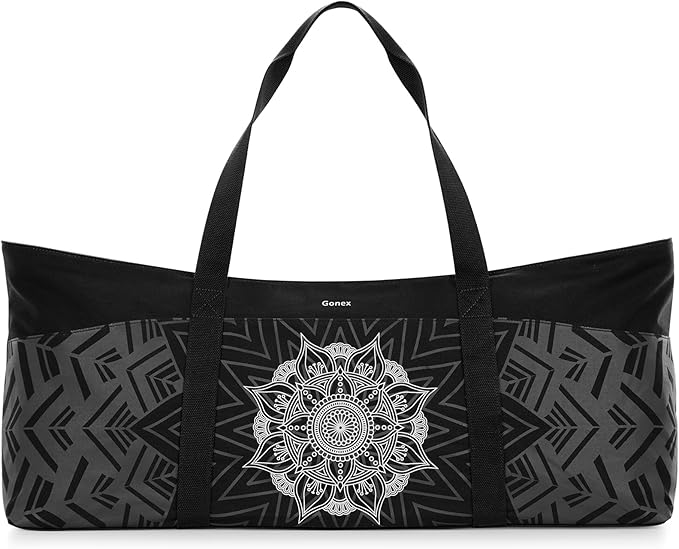 Gonex Yoga Mat Bag, Extra Large Canvas Gym Bag with Waterproof Pocket Metal Zipper, Fits Mat & Blocks, Stylish Yoga Mat Carrier for Women, Ideal for Yoga, Pilates, Workout, Travel