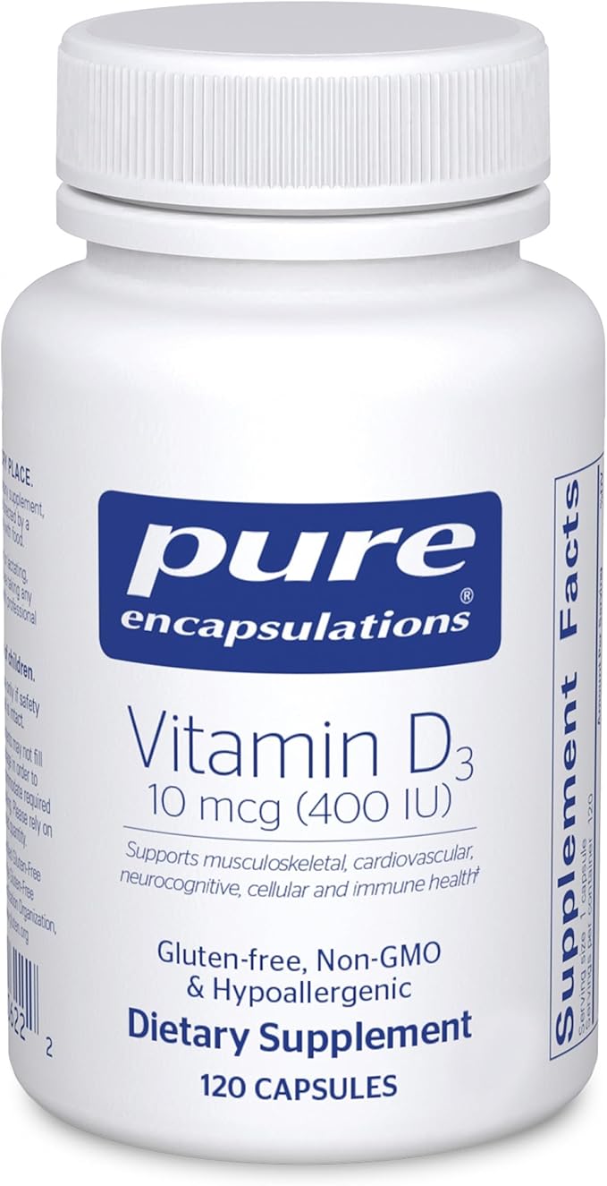 Pure Encapsulations Vitamin D3 25 mcg (1,000 IU) - Supplement to Support Bone, Joint, Breast, Heart, Colon & Immune Health - with Premium Vitamin D - 120 Capsules